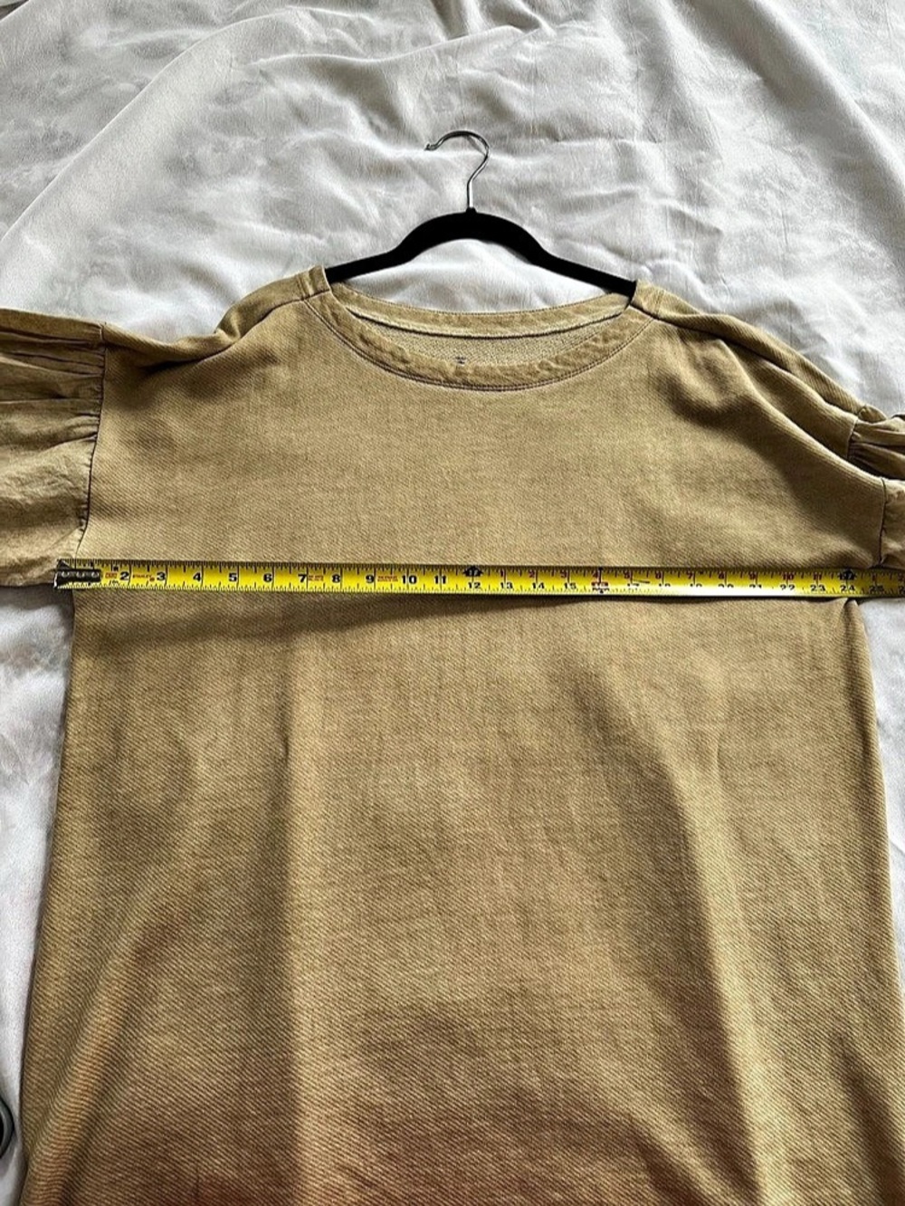 Pilcro Anthropologie Oversized Mixed Media Ruffle Sleeve Sweatshirt Top XL - Picture 8 of 9